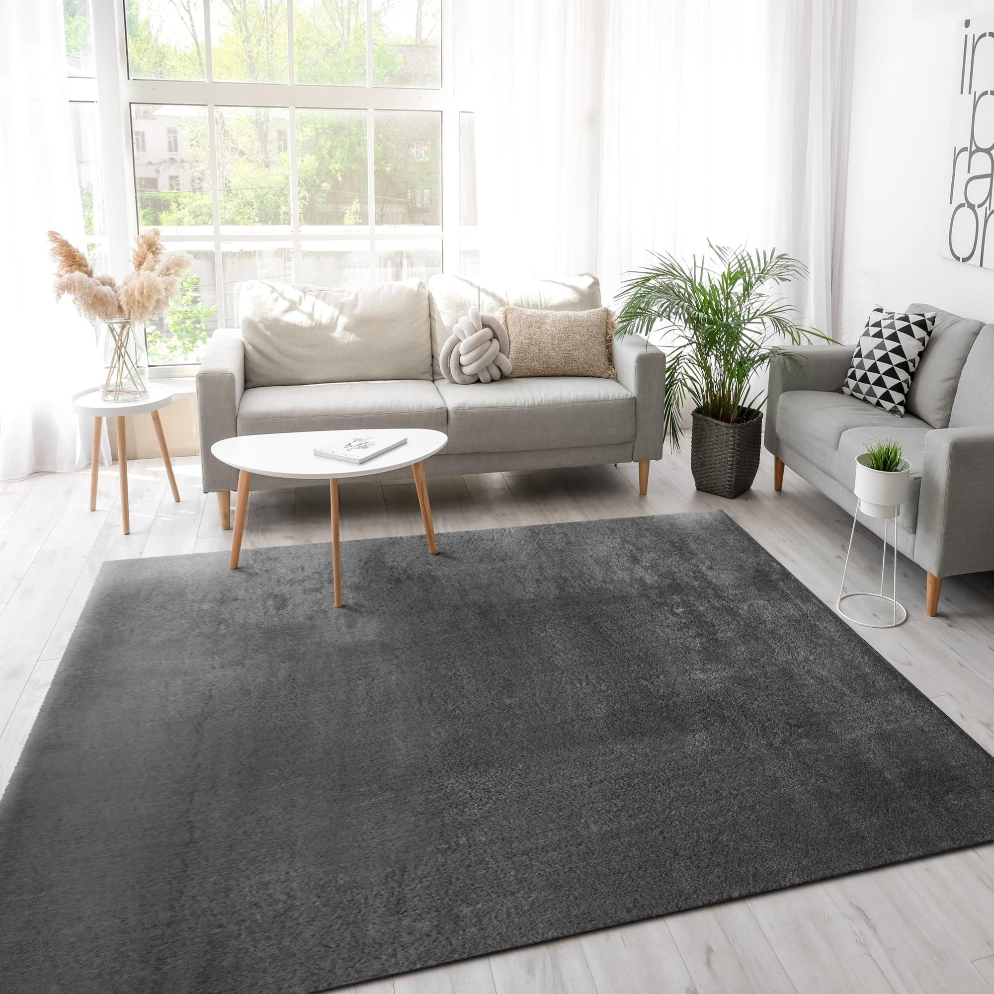 Paco Home Soft Washable Area Rug In Anthracite - 5'3" x 7'3" (5'x7')