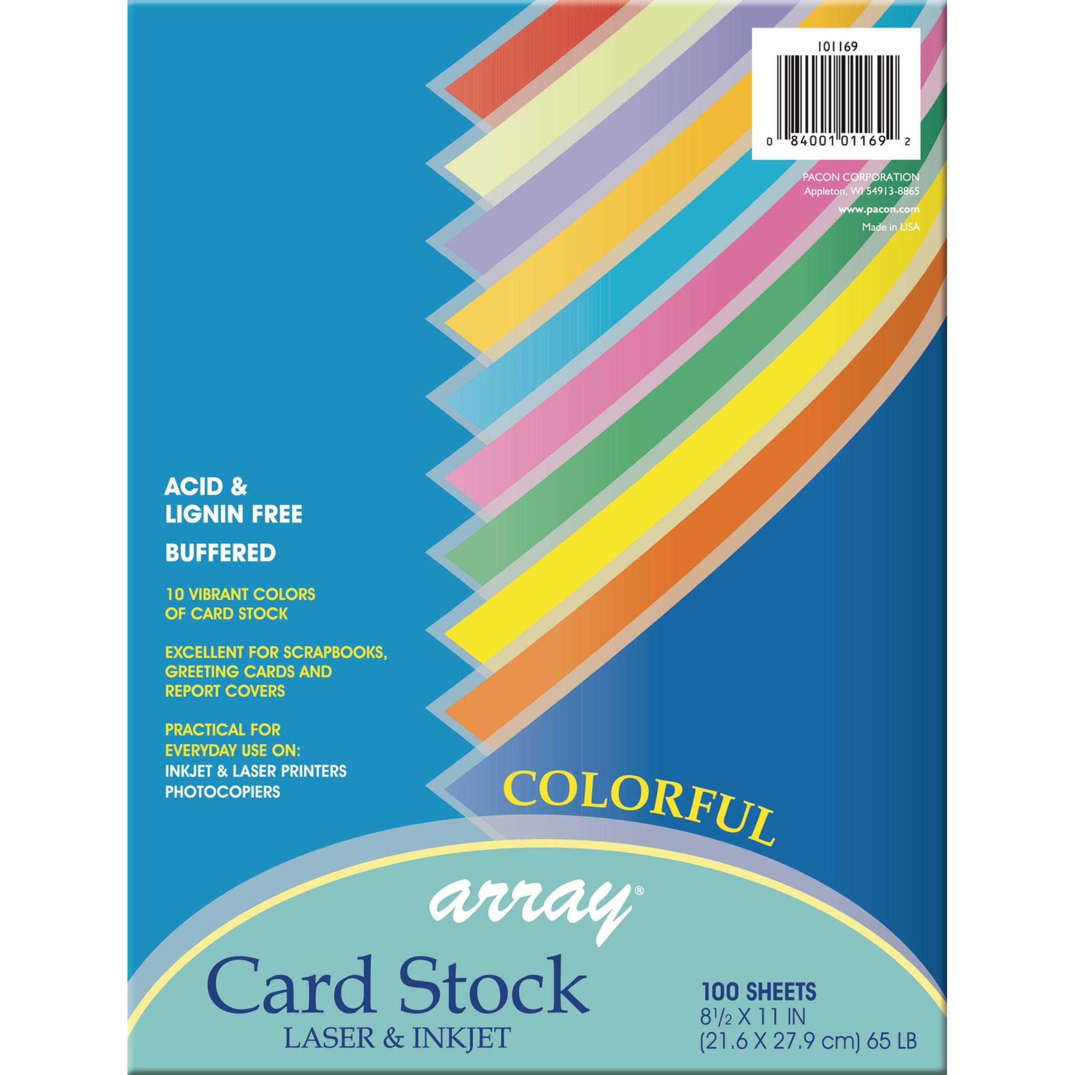Pacon Array 65 lb. Cardstock Paper 8.5" x 11" Assorted Colors 100 Sheets/Pack (101169) P101169