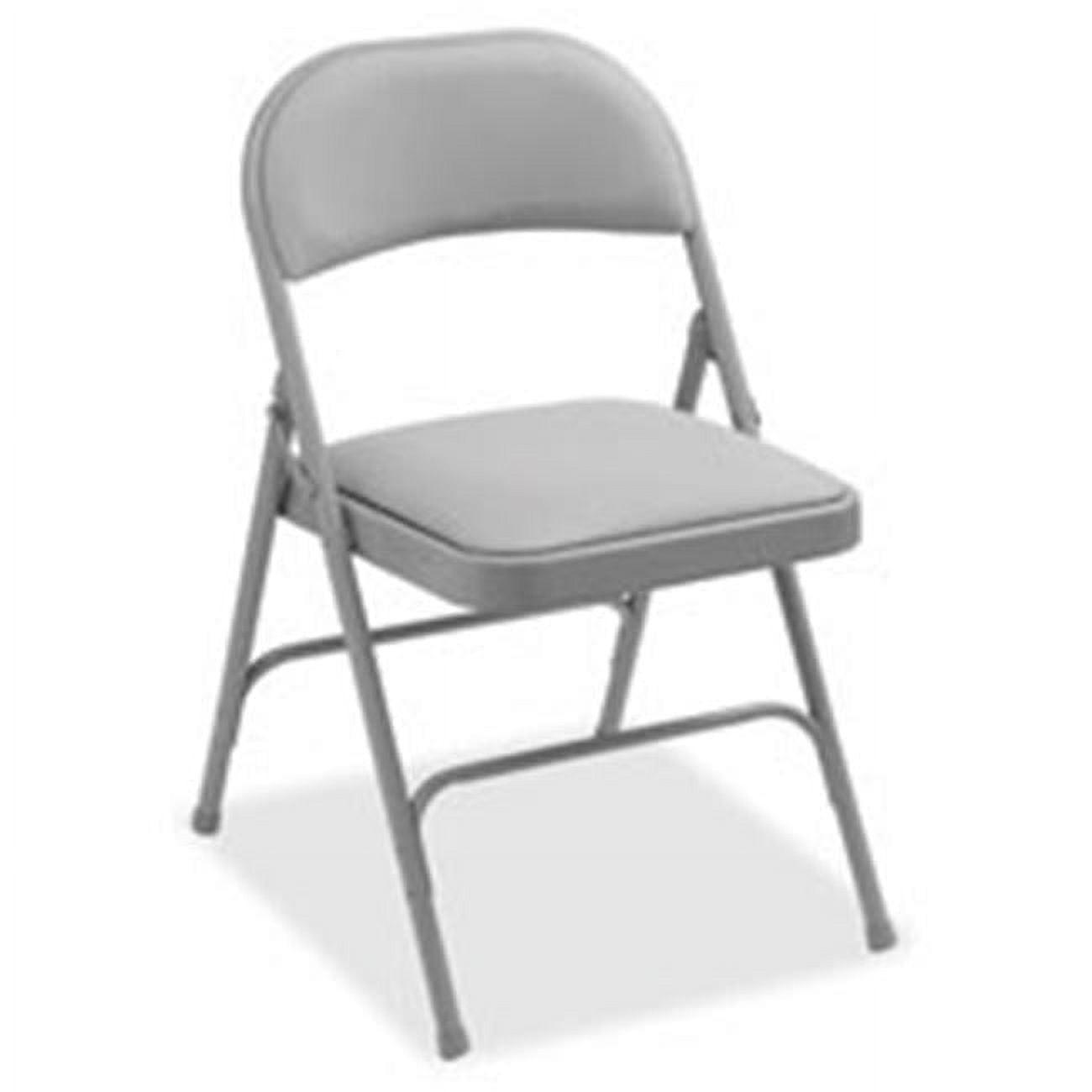 Beige Fabric Padded Armless Folding Chair with Metal Frame