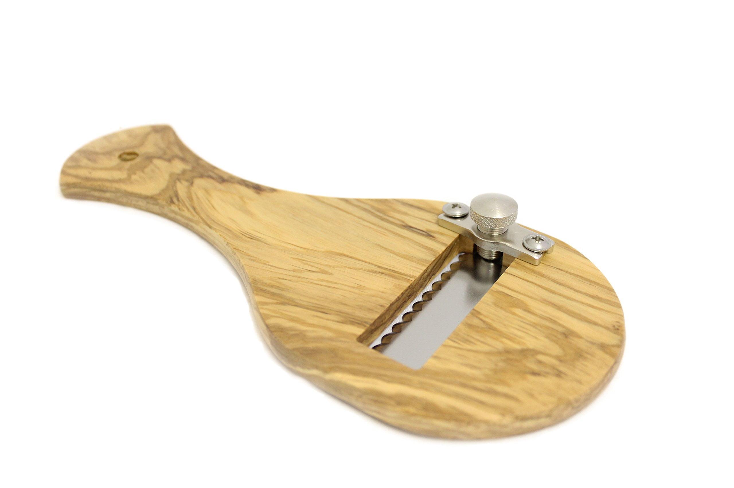 Olivewood Serrated Truffle Slicer with Adjustable Blade