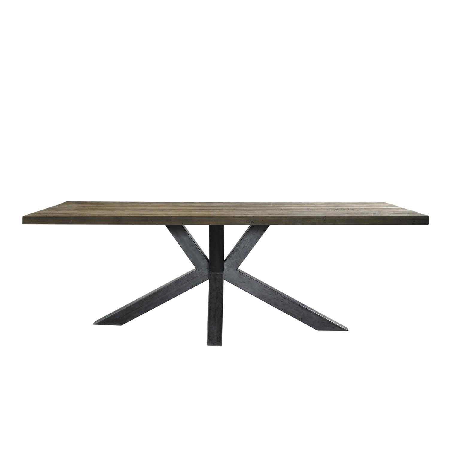 Arena Solid Wood Top Metal Base Dining Table