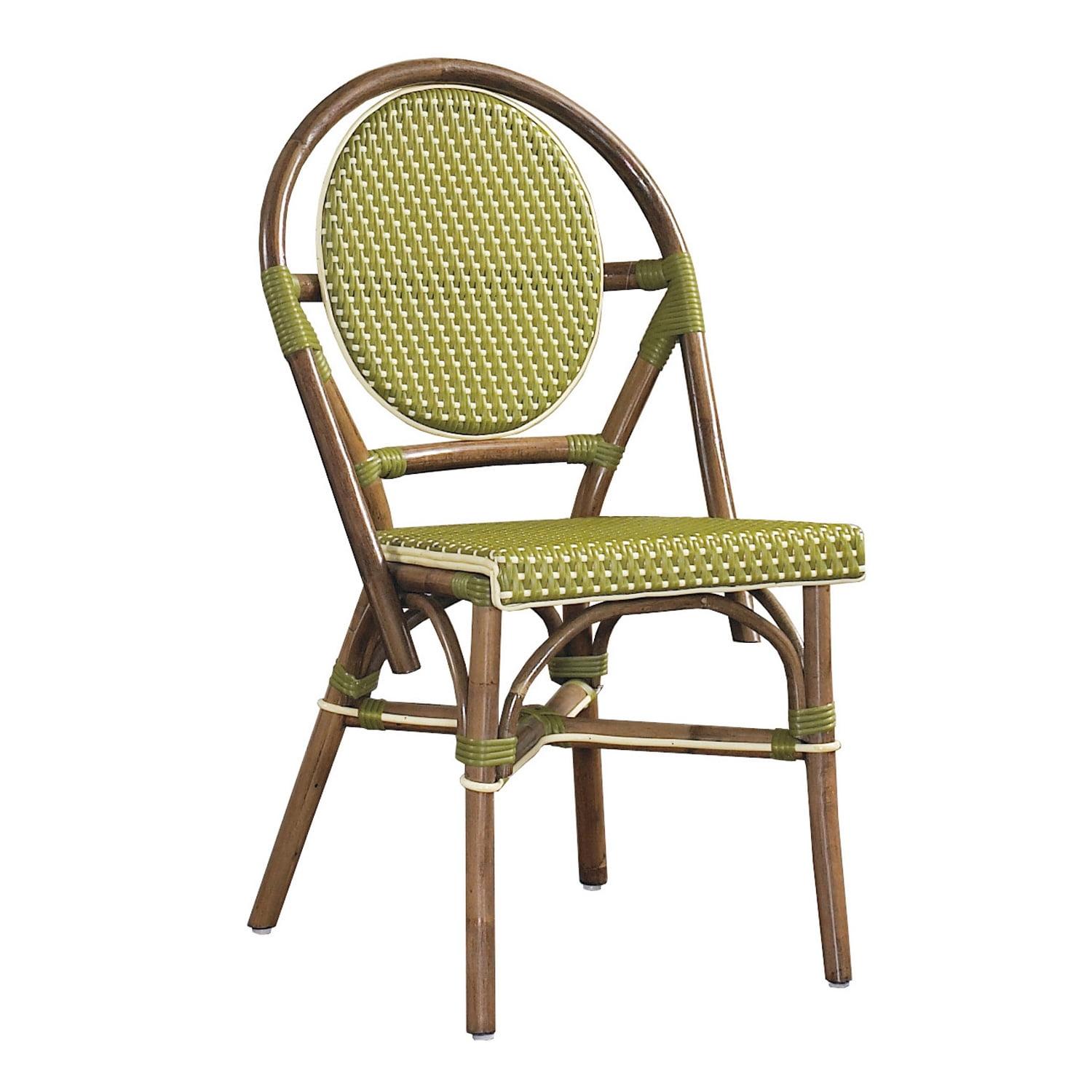 Parisian Green Rattan Outdoor Bistro Chair, Set of 2