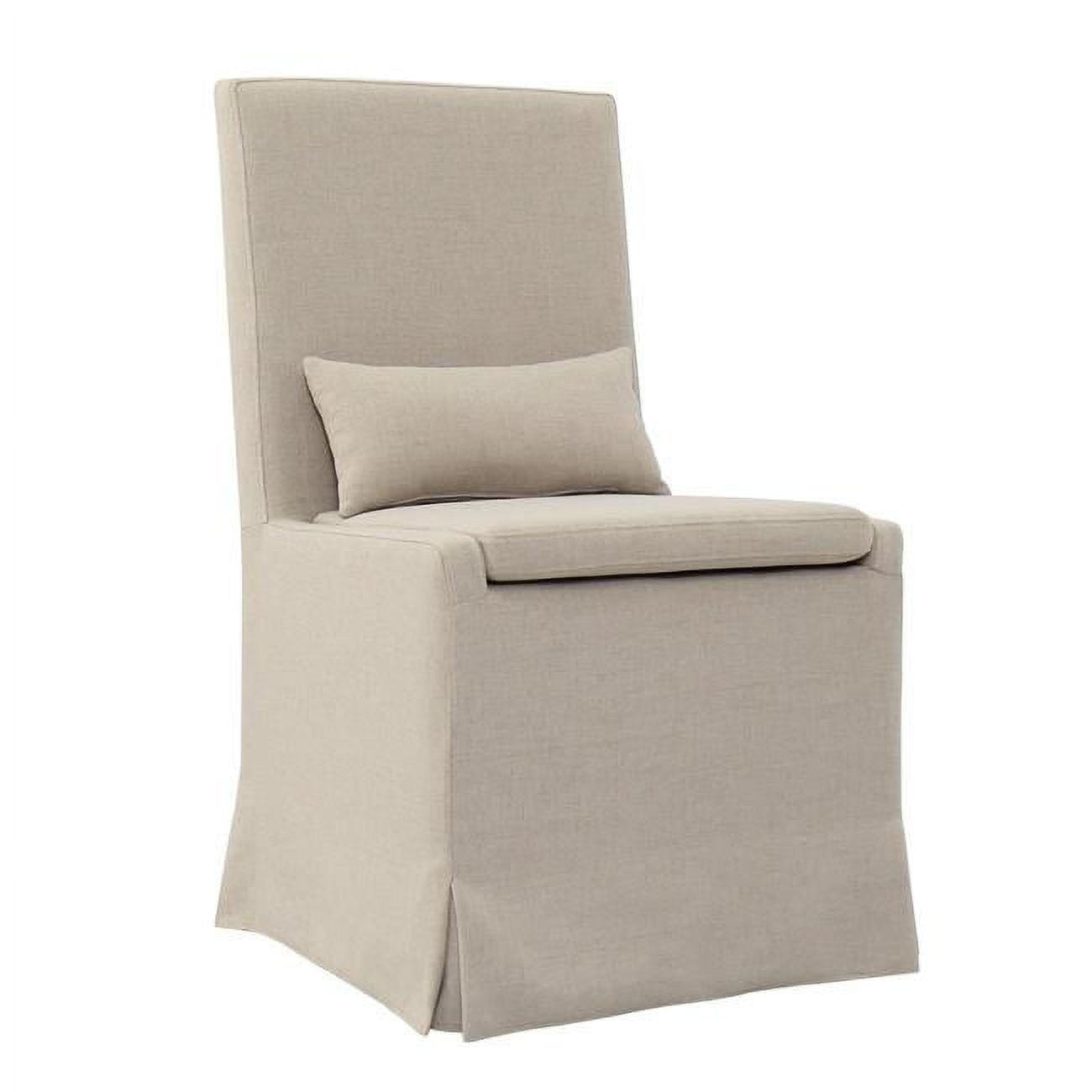 Brushed Linen White Slipcovered Dining Chair with Cushions