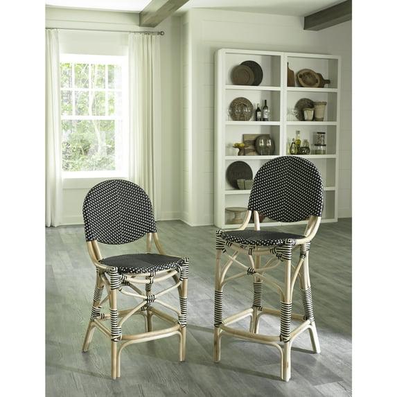 Padmas Plantation FBC16-BLB 40.55 x 18.5 x 22.83 in. French Bistro Counter Stool, Black & Beige