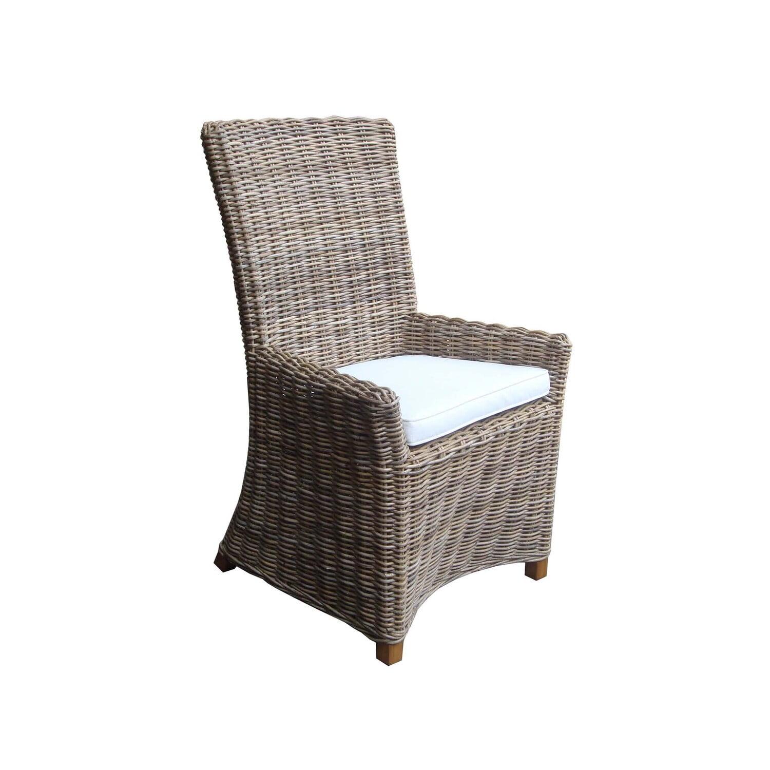 Kubu Wicker Gray Dining Chair with Cushioned Comfort