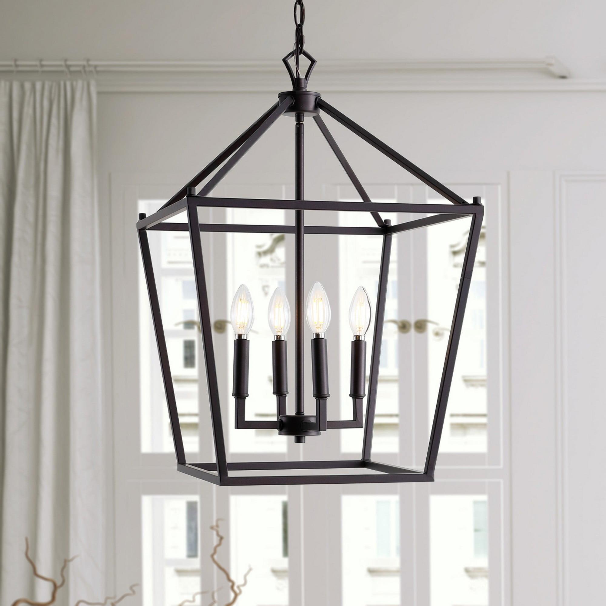 Pagoda 16" 4-Bulb Lantern Metal LED Pendant, Oil Rubbed Bronze