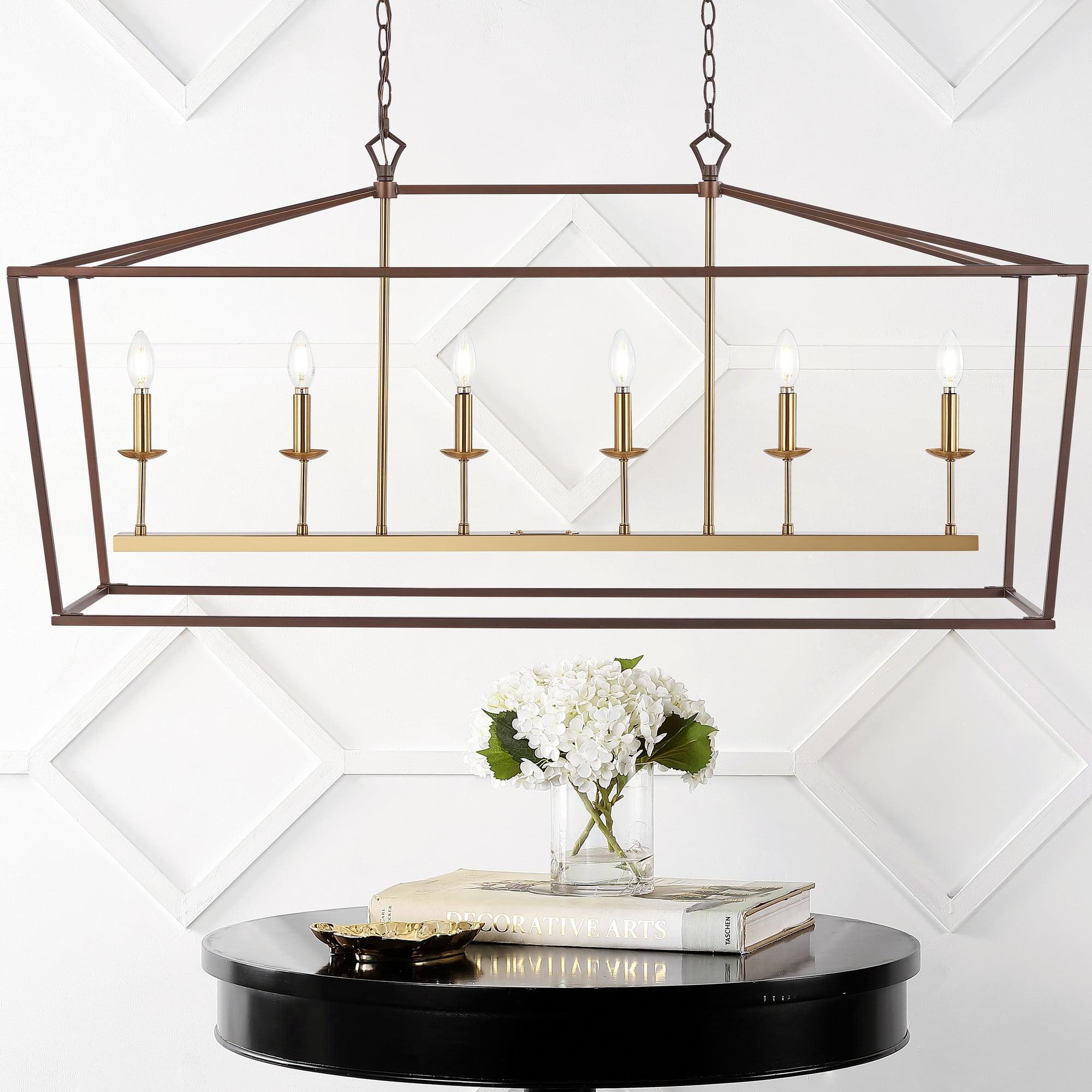Pagoda 49" Linear 6-Bulb Classic Traditional Metal LED Pendant, Oil Rubbed Bronze