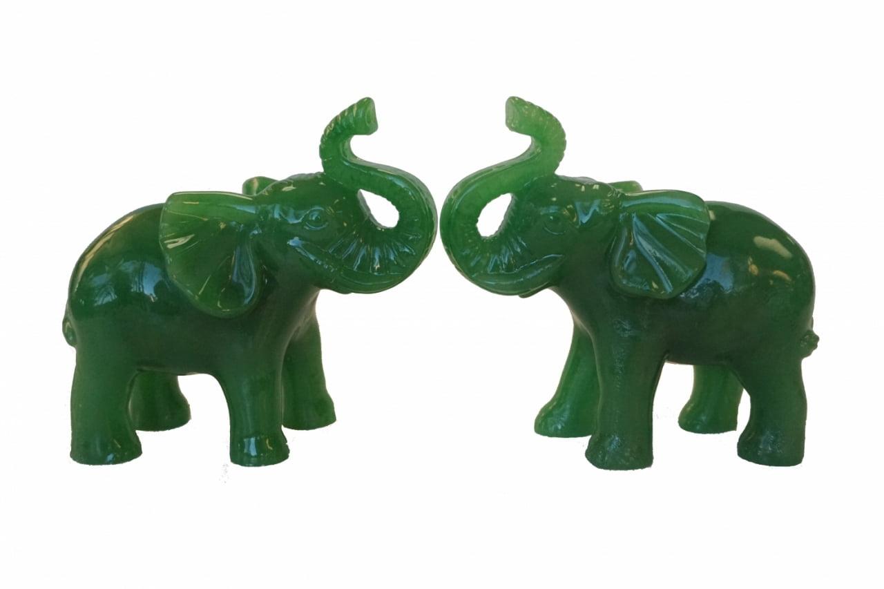 Pair of Green Elephant Statues