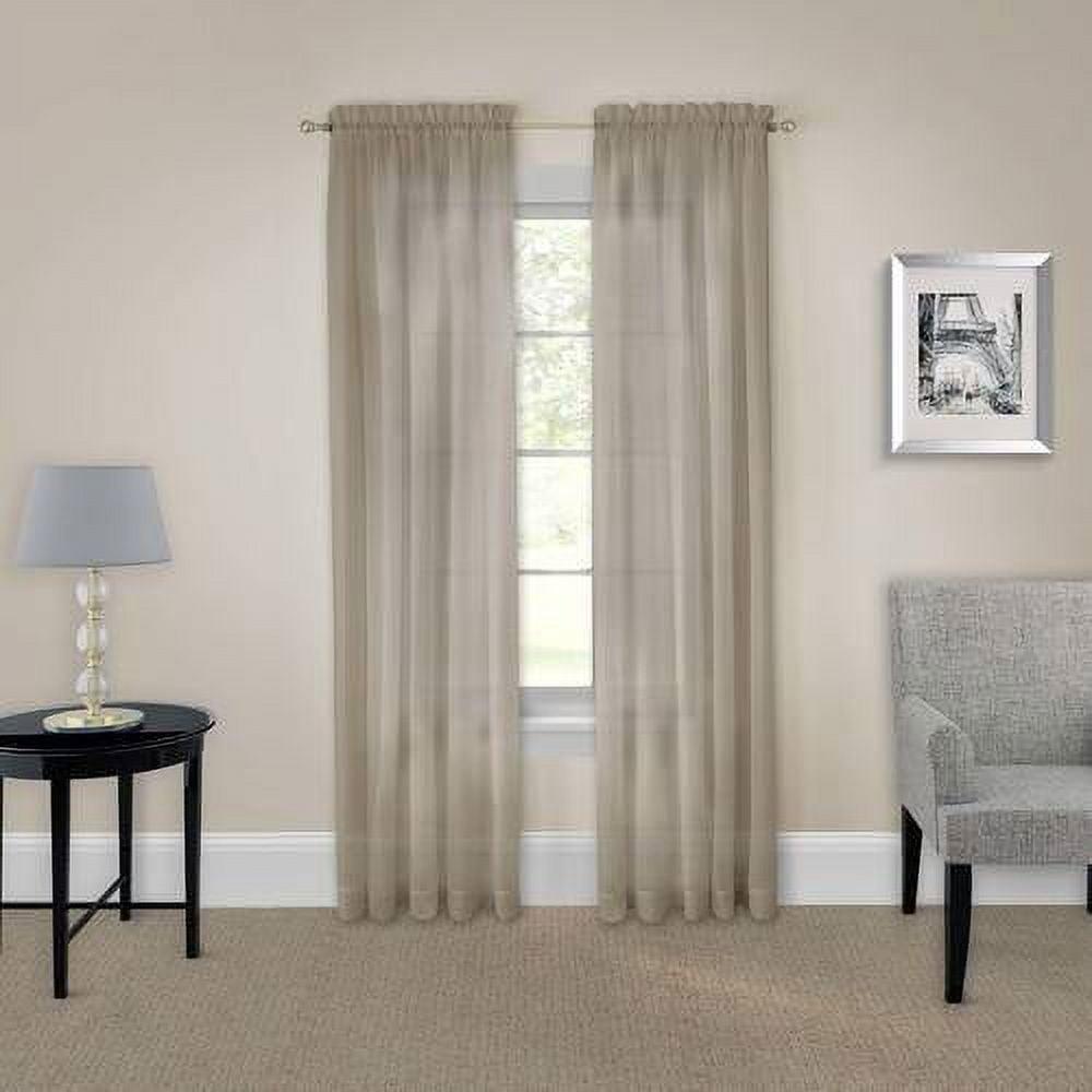 Taupe Sheer Rod Pocket Cotton Polyester Window Panels