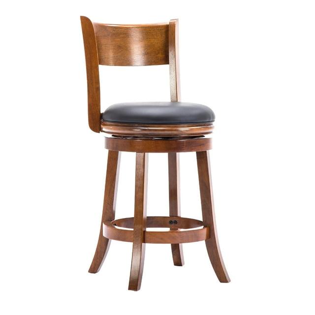 Benjara Swivel Solid Wood Counter Stool