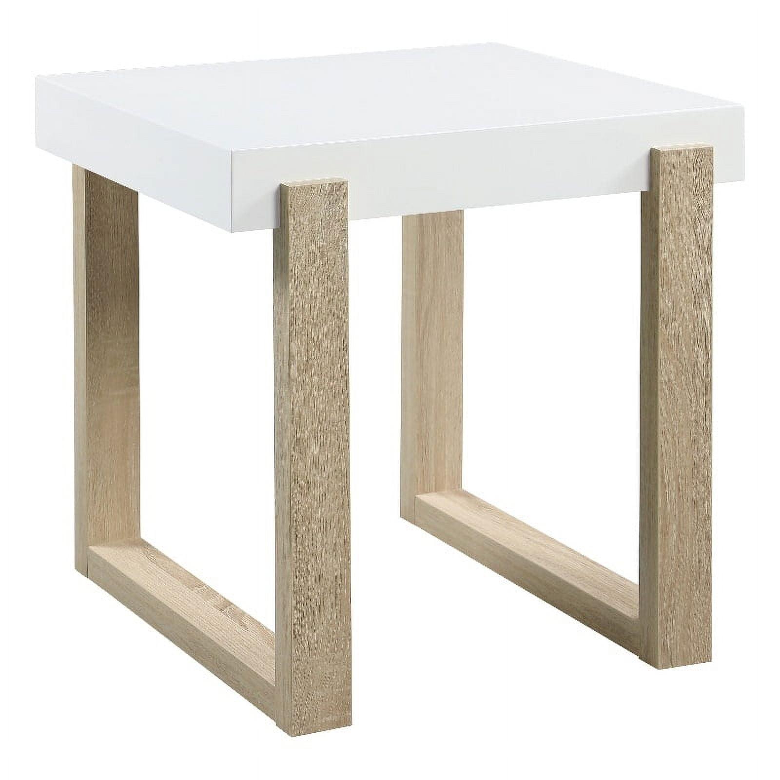 Pala Square End Table White High Gloss/Natural - Coaster