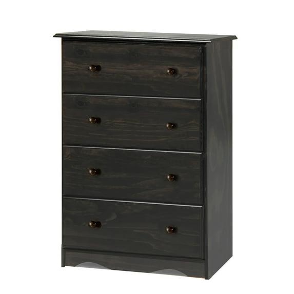 Palace Imports  100% Solid Wood 4-Jumbo Drawer Chest with Lock, Metal or Wooden Knobs Java Espresso Finish, Stained Dark Wood