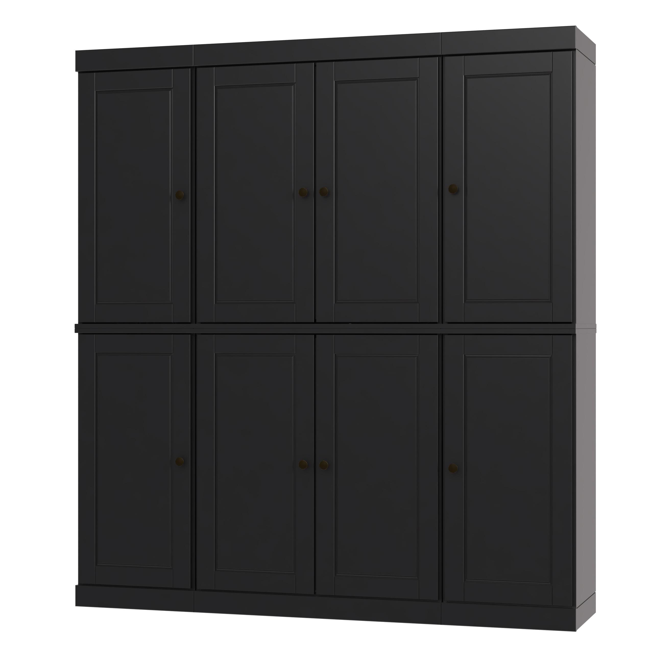 Palace Imports 100% Solid Wood Kitchen Pantry Storage Cabinet with Solid Doors, Adjustable Shelves and 2-Drawers, Black