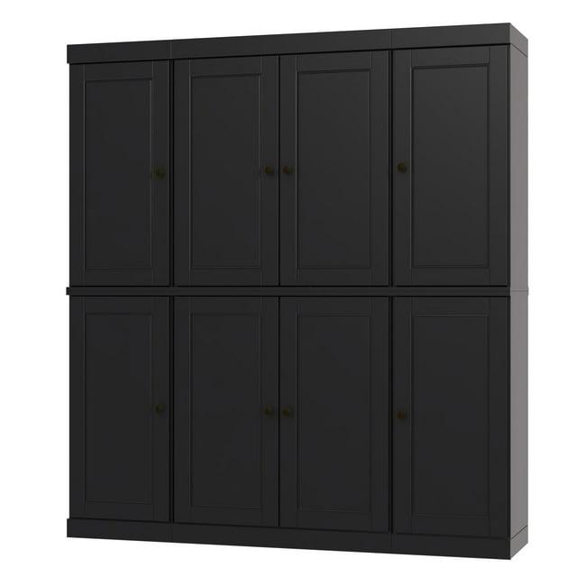 Palace Imports 100% Solid Wood Kitchen Pantry Storage Cabinet with Solid Doors, Adjustable Shelves and 2-Drawers, Black