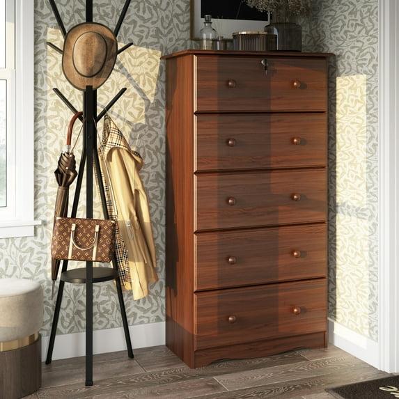 Palace Imports, Inc Palace Imports 100% Solid Wood 5-Jumbo Drawer Chest with Lock, Metal or Wooden Knobs Mocha
