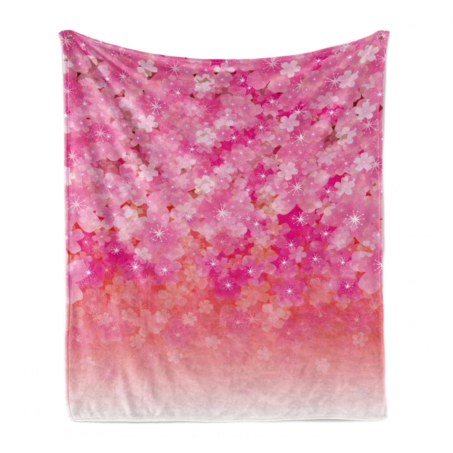 Ambesonne Pale Pink Fleece Throw Blanket Cherry Bloom Tree Pink Pale Pink