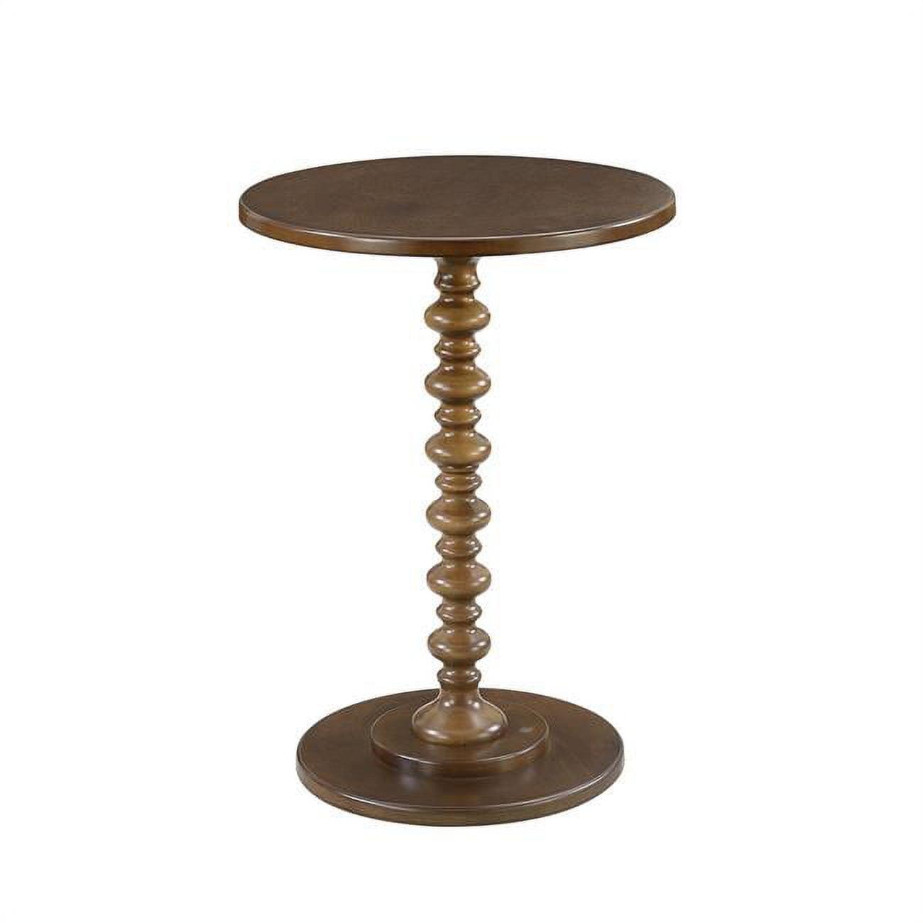 Espresso Round Wood Spindle Base Side Table