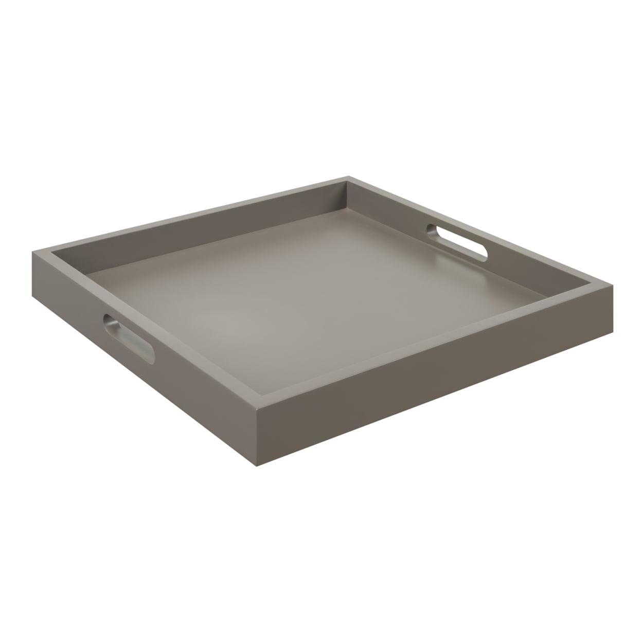 Gray 17" Square Wooden Serving Tray with Cut Out Handles