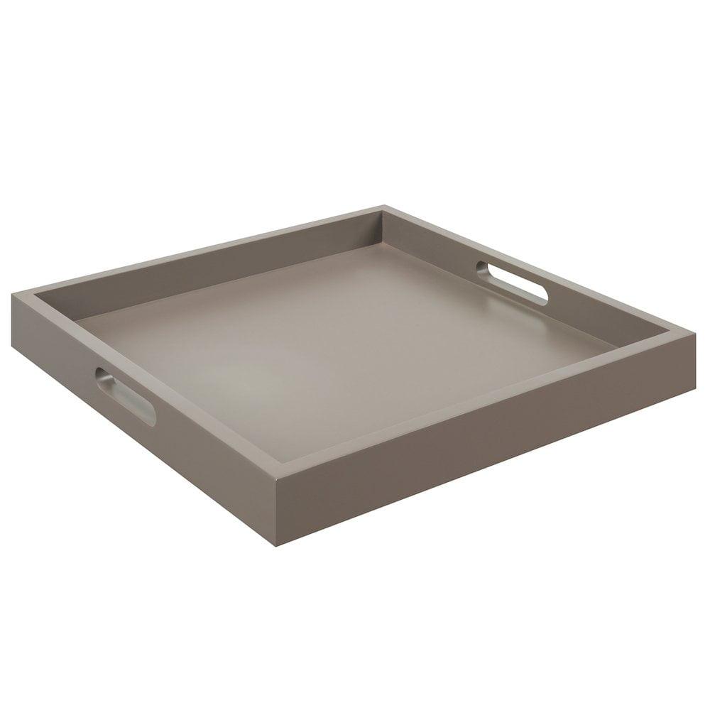 Gray 17" Square Wooden Serving Tray with Cut Out Handles