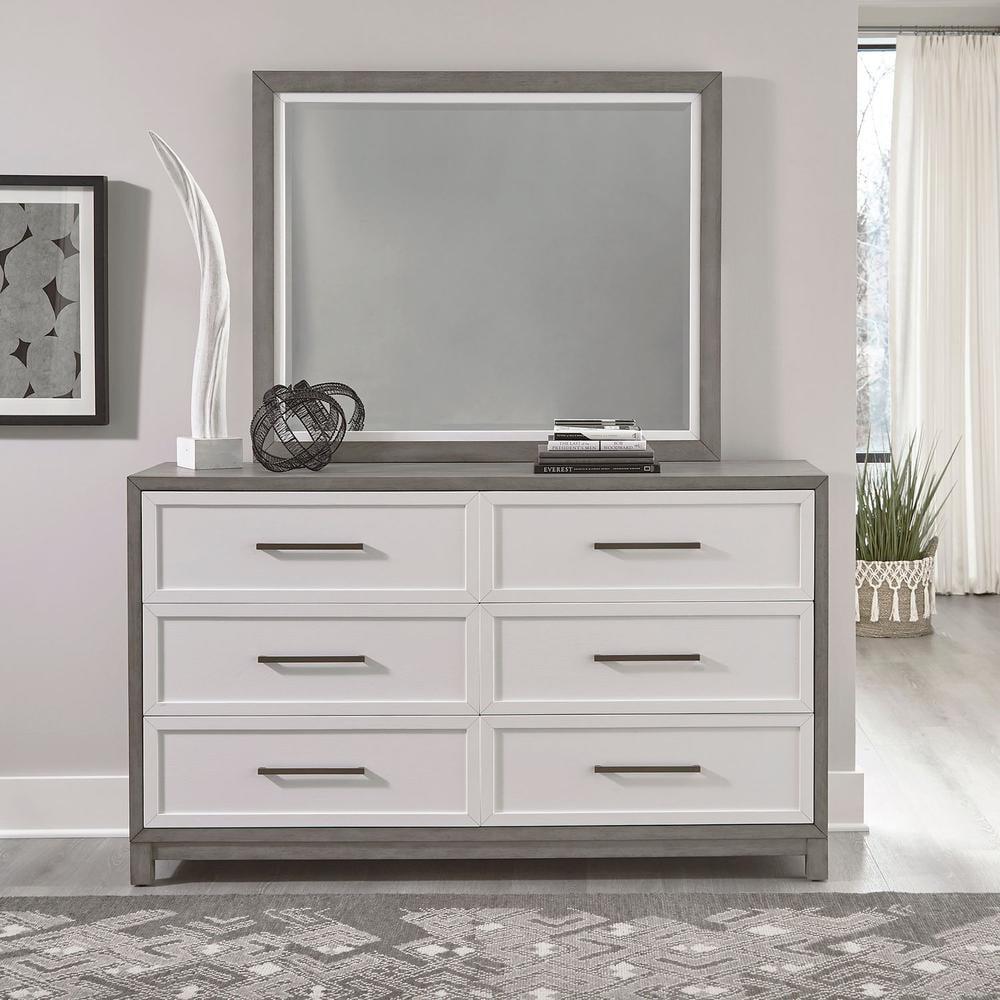 Palmetto Heights White Oak Coastal Dresser with Mirror