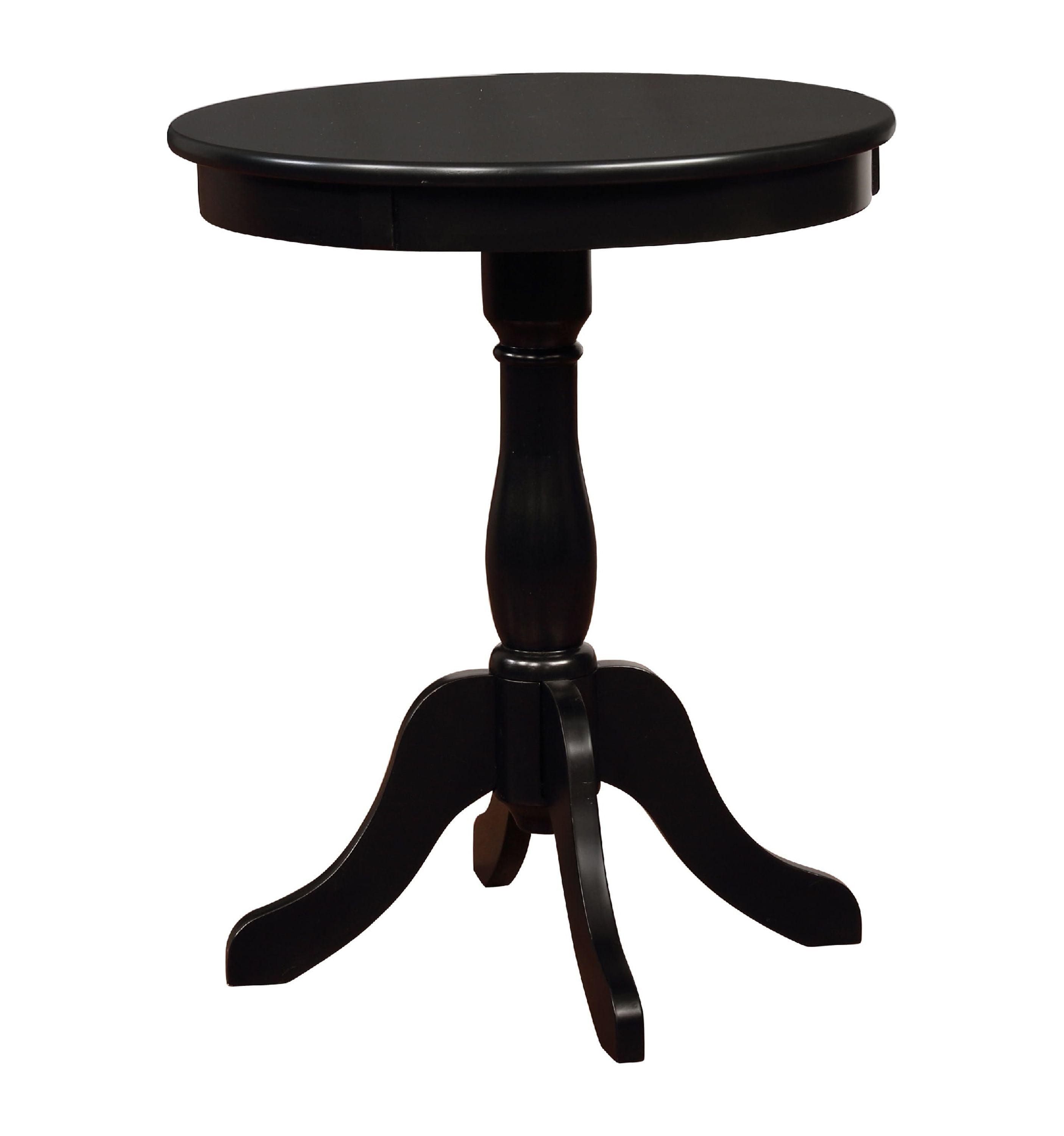 Linon Palmetto Round Wood Accent Table in Black