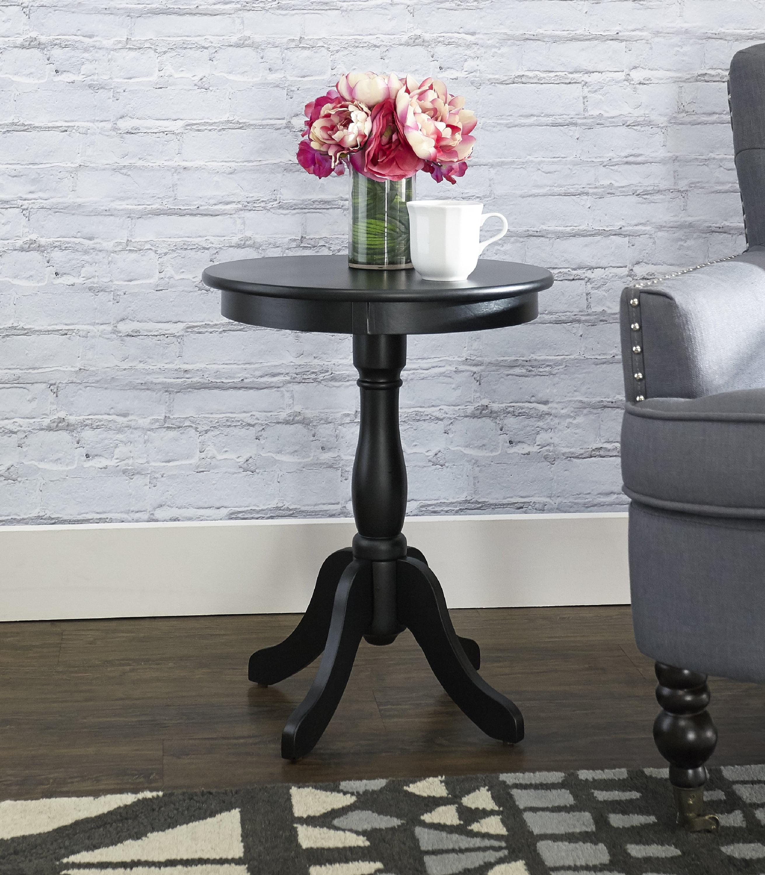 Contemporary Saber Black Round Wood Side Table