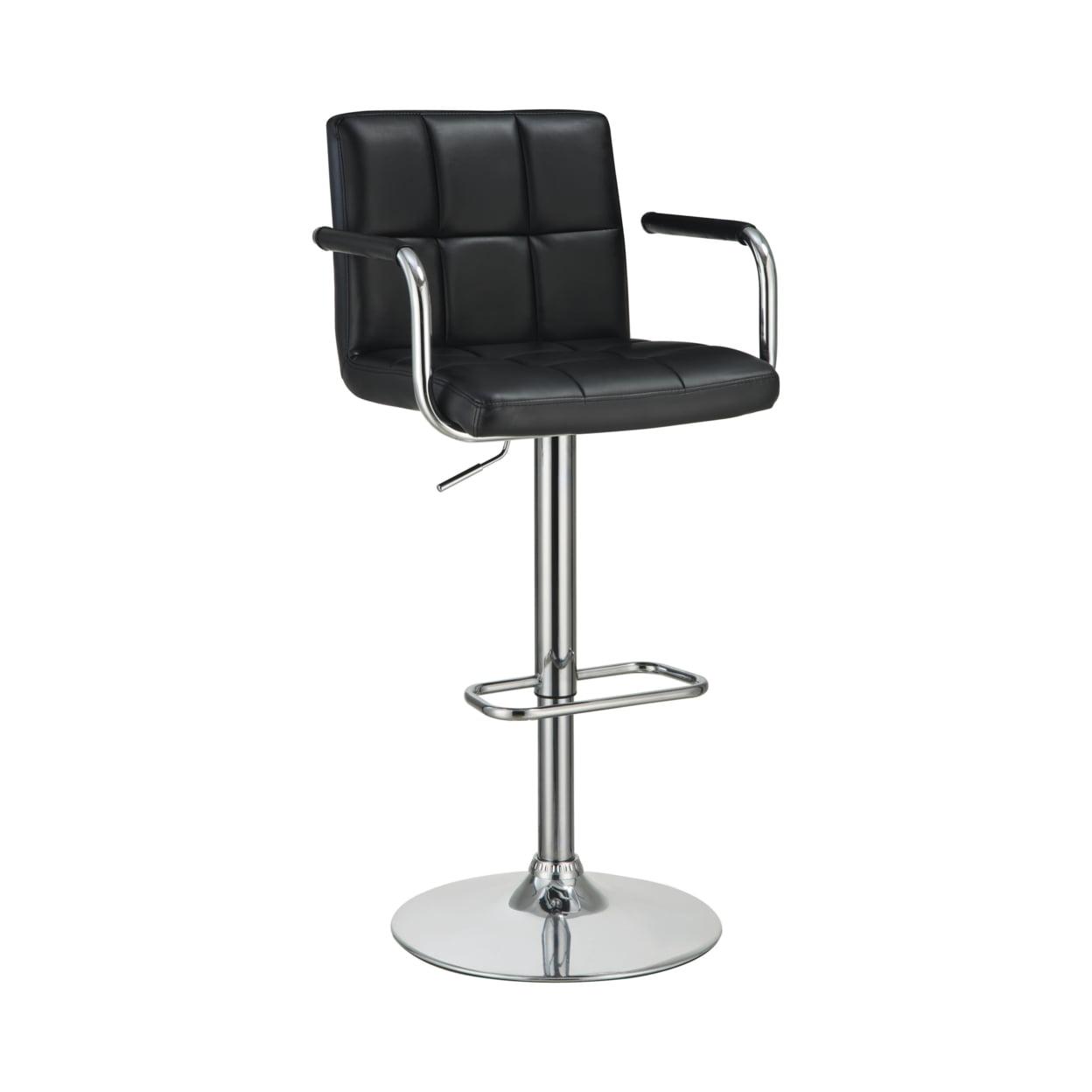 Adjustable Black Leatherette and Chrome Bar Stool