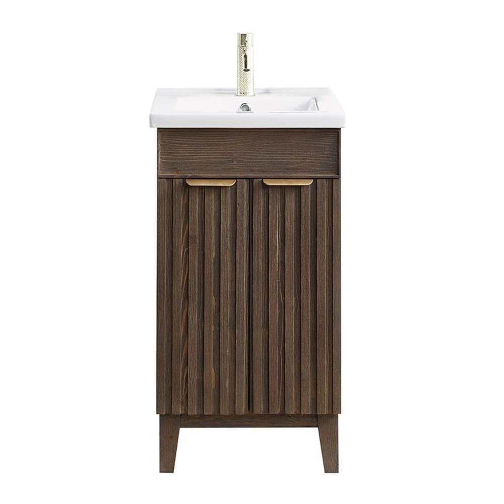 Palos 18" Single Bath Vanity in Spruce Antique Brown with White Ceramic Basin