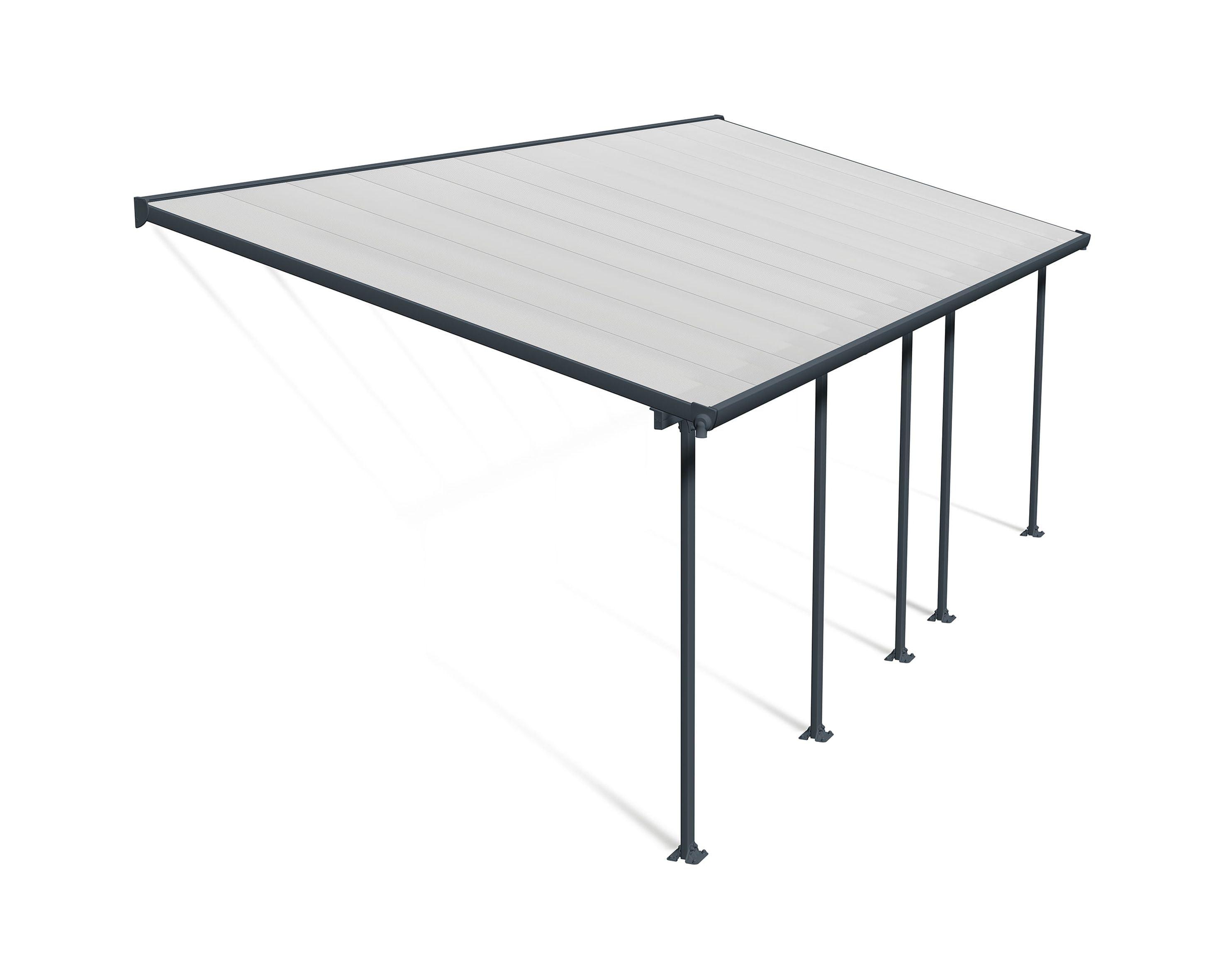 Palram - Canopia Feria 10' x 24' Polycarbonate/Galvanized Steel Patio Cover - Gray/Clear