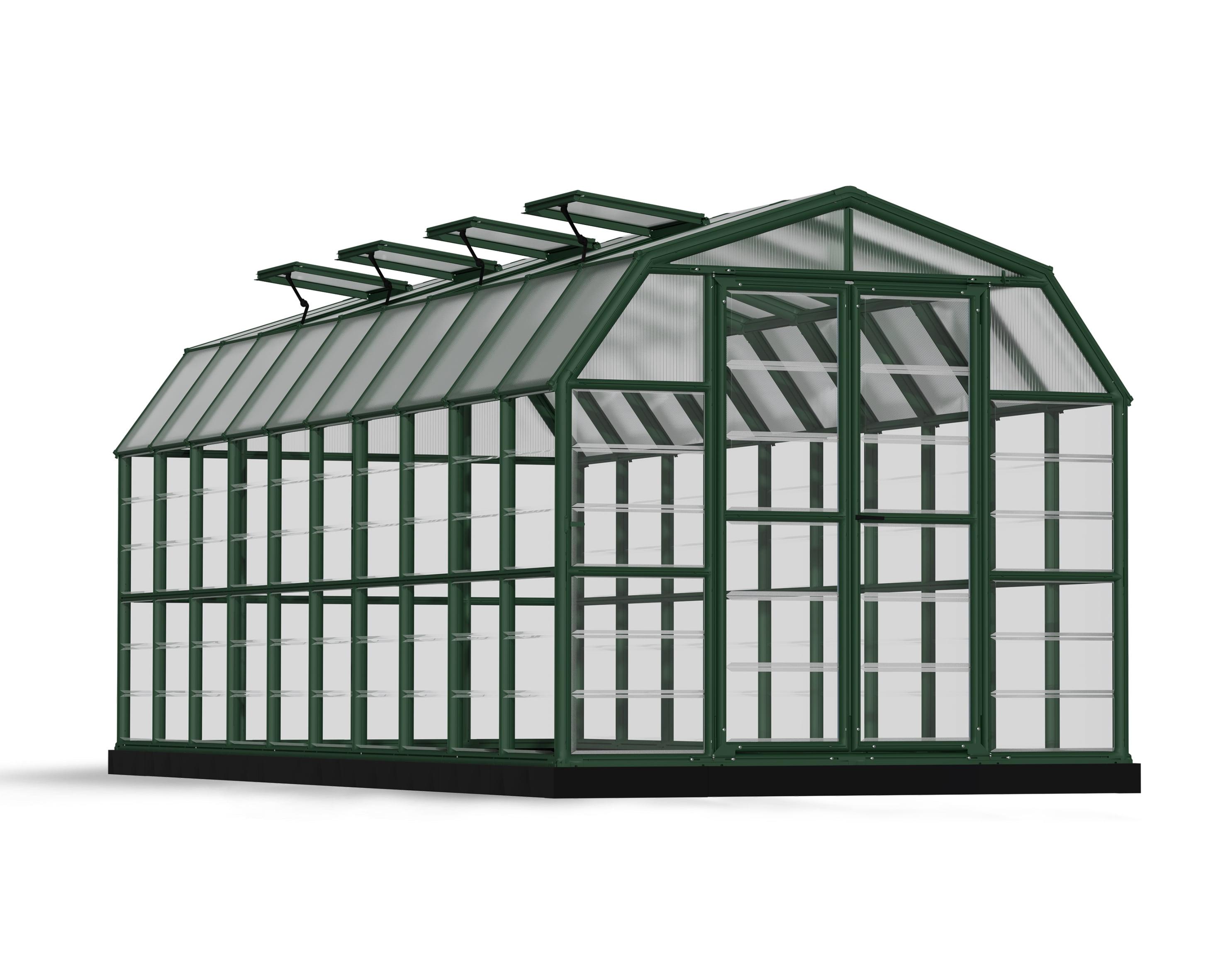 Grand Gardener 8' x 20' Green Polycarbonate Walk-In Greenhouse