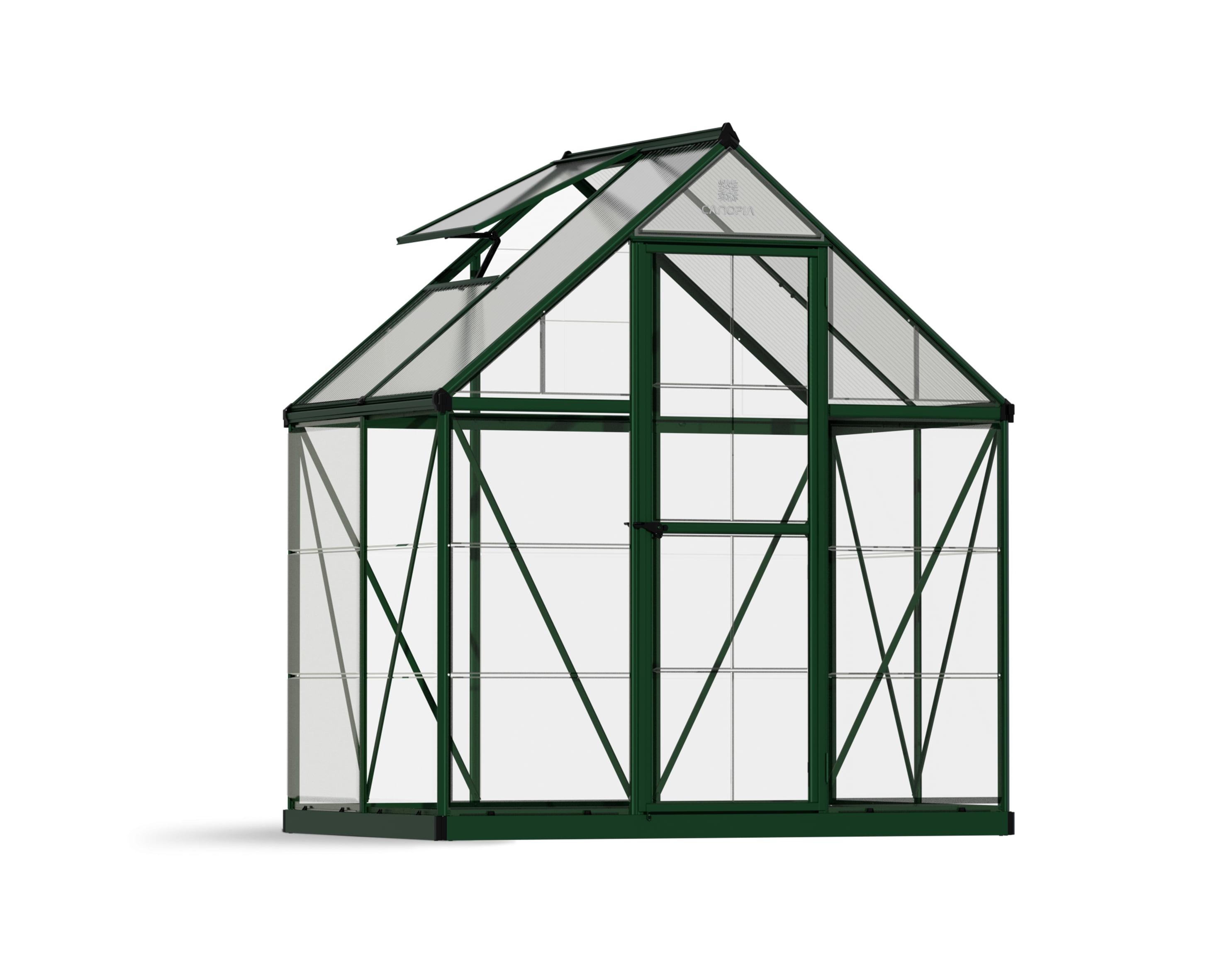 Palram - Canopia Hybrid 6' x 4' Polycarbonate/Aluminum Walk-In Greenhouse – Green - with Roof Vent