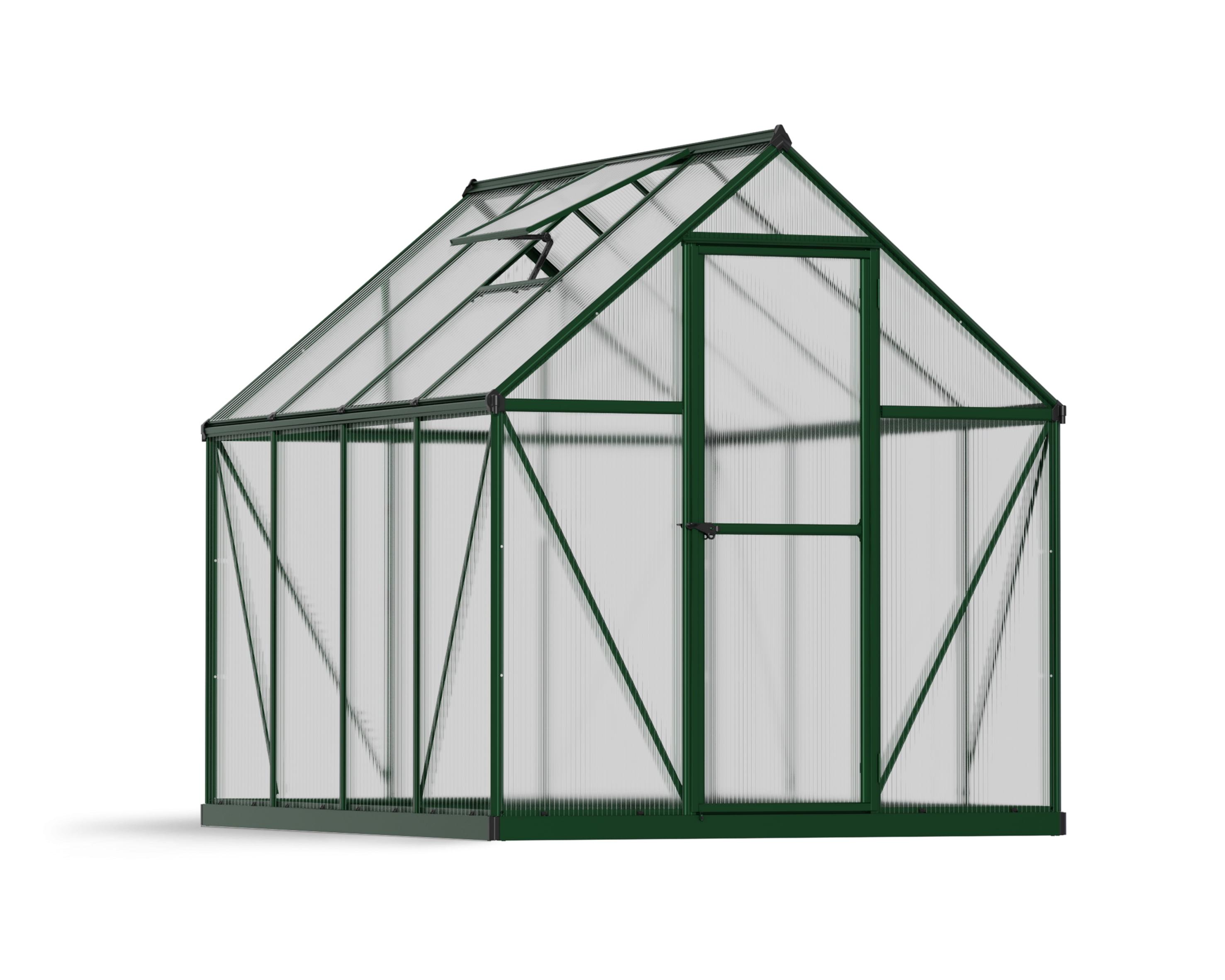 Palram - Canopia Mythos 6' x 8' Polycarbonate/Aluminum Walk-In Greenhouse – Green - with Roof Vent