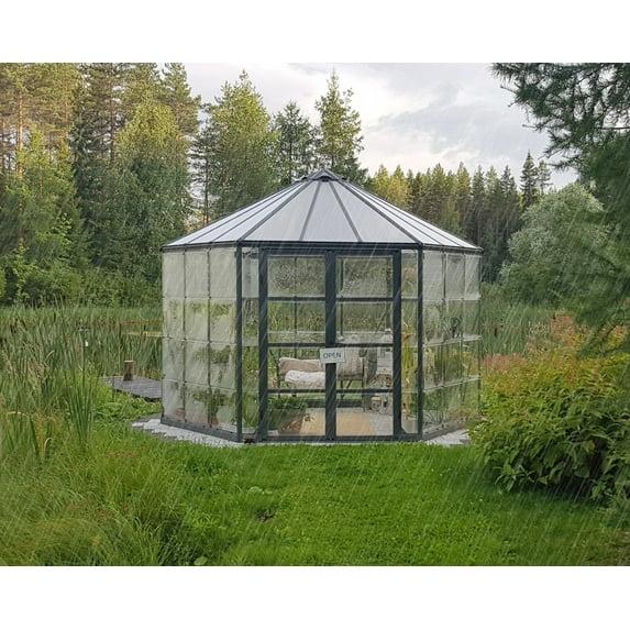 Canopia Palram - Canopia Oasis 12' x 10' Hexagonal Walk-In Hobby Polycarbonate Aluminum Frame Greenhouse Outdoor Living Structure - Gray
