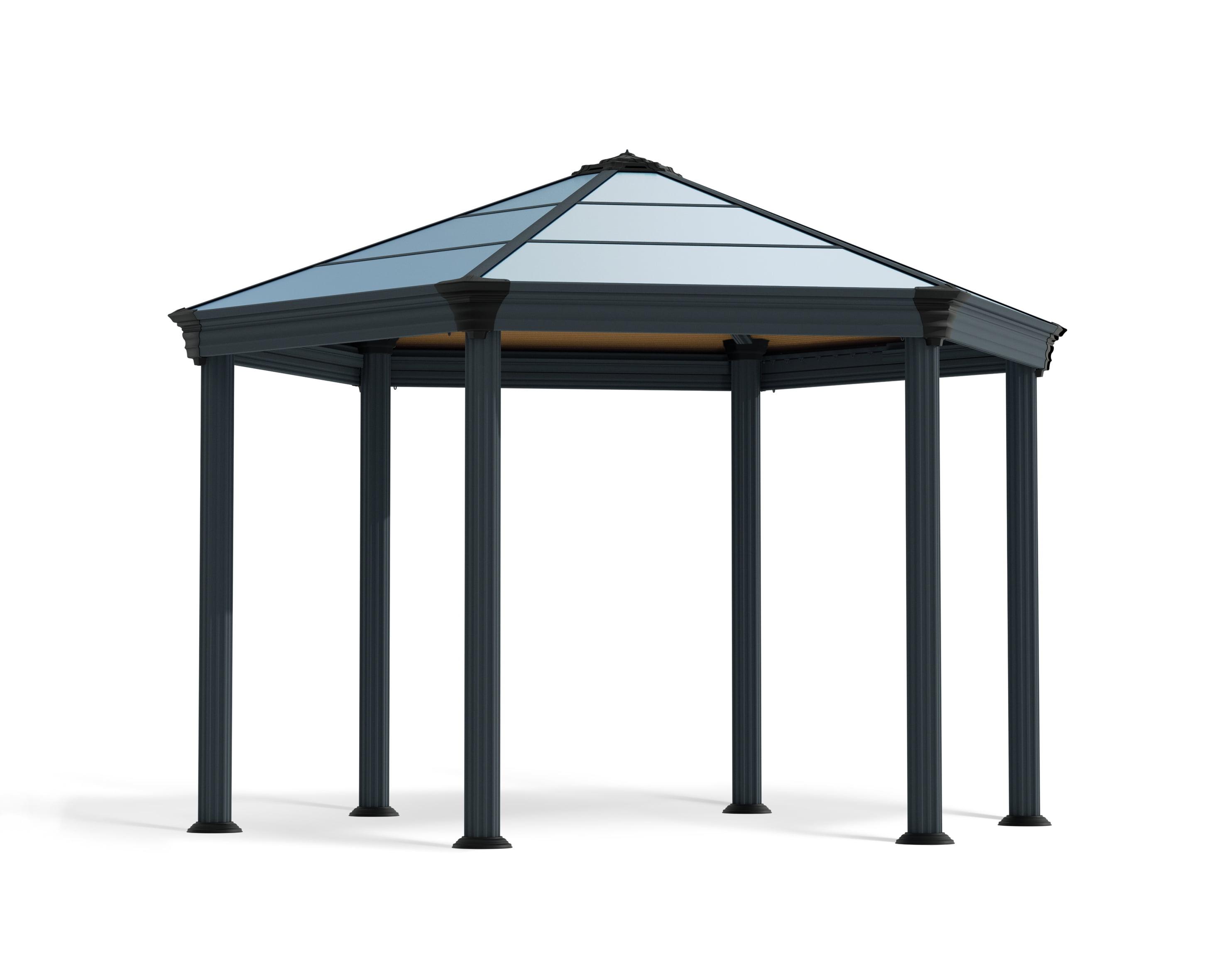 Roma 89" Gray Aluminum Garden Gazebo with Bronze Glazing