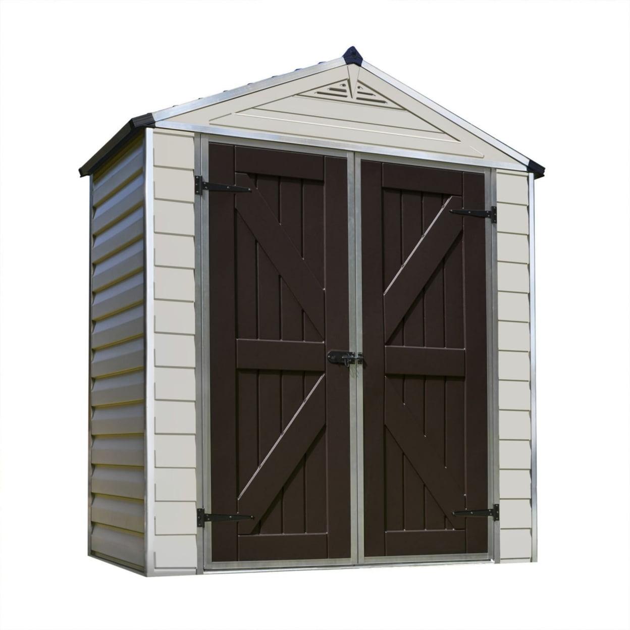 Tan and Brown Polycarbonate Aluminum Storage Shed