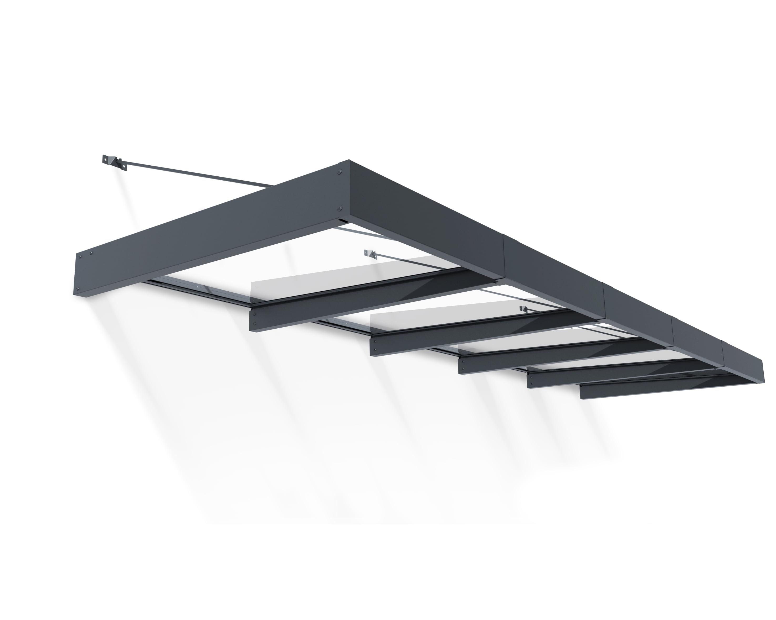 Palram - Canopia Sophia 4' 7" D Acrylic Clear/Gray Stationary Slope Door and Window Awning