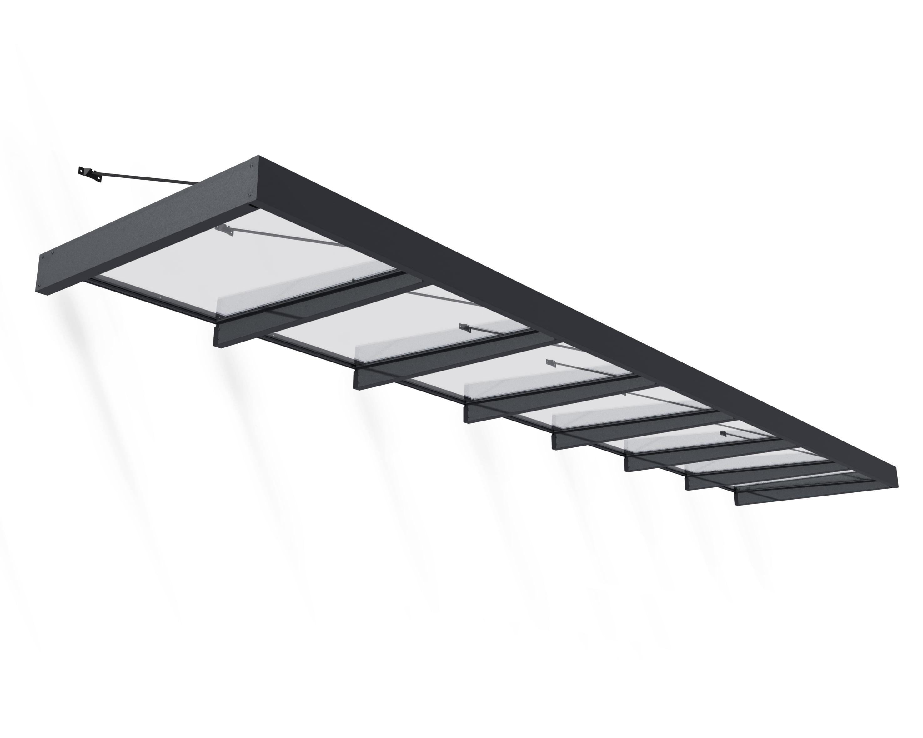 Palram - Canopia Sophia 4' 7" D Acrylic Clear/Gray Stationary Slope Door and Window Awning