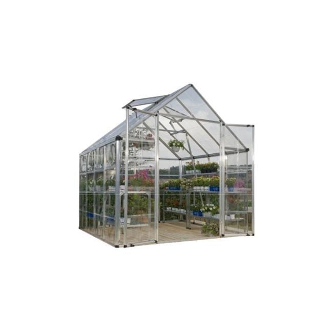 Palram - Canopia Snap & Grow 8' x 8' Polycarbonate/Aluminum Walk-In Greenhouse – Silver - with Roof Vent