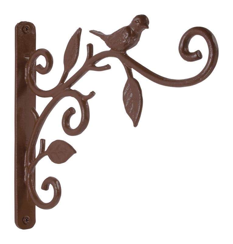 Panacea Bronze Iron Bird and Leaf 9 in. Wall Plant Hanger