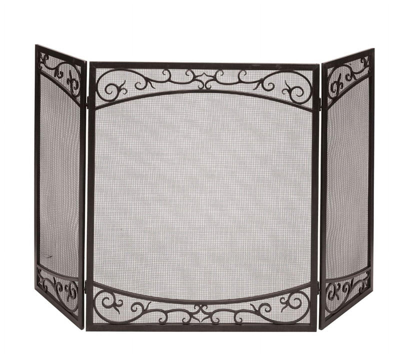 Panacea Brushed Bronze Three-Panel Mesh Fireplace Screen