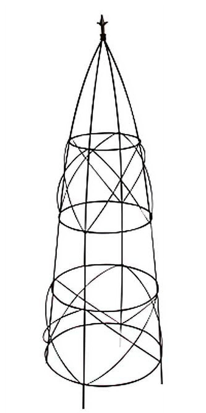 Black Metal Circular Garden Trellis with Finial, 36-Inch