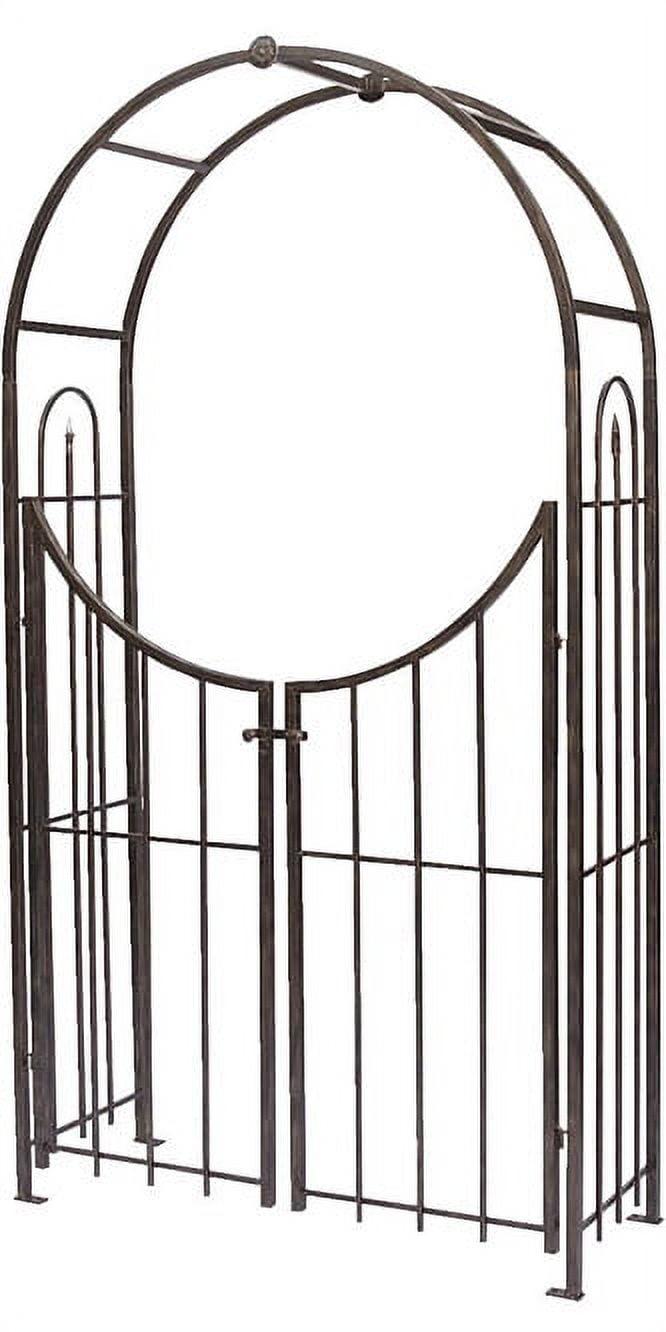 Bronze Metal Arched Garden Arbor with Gate