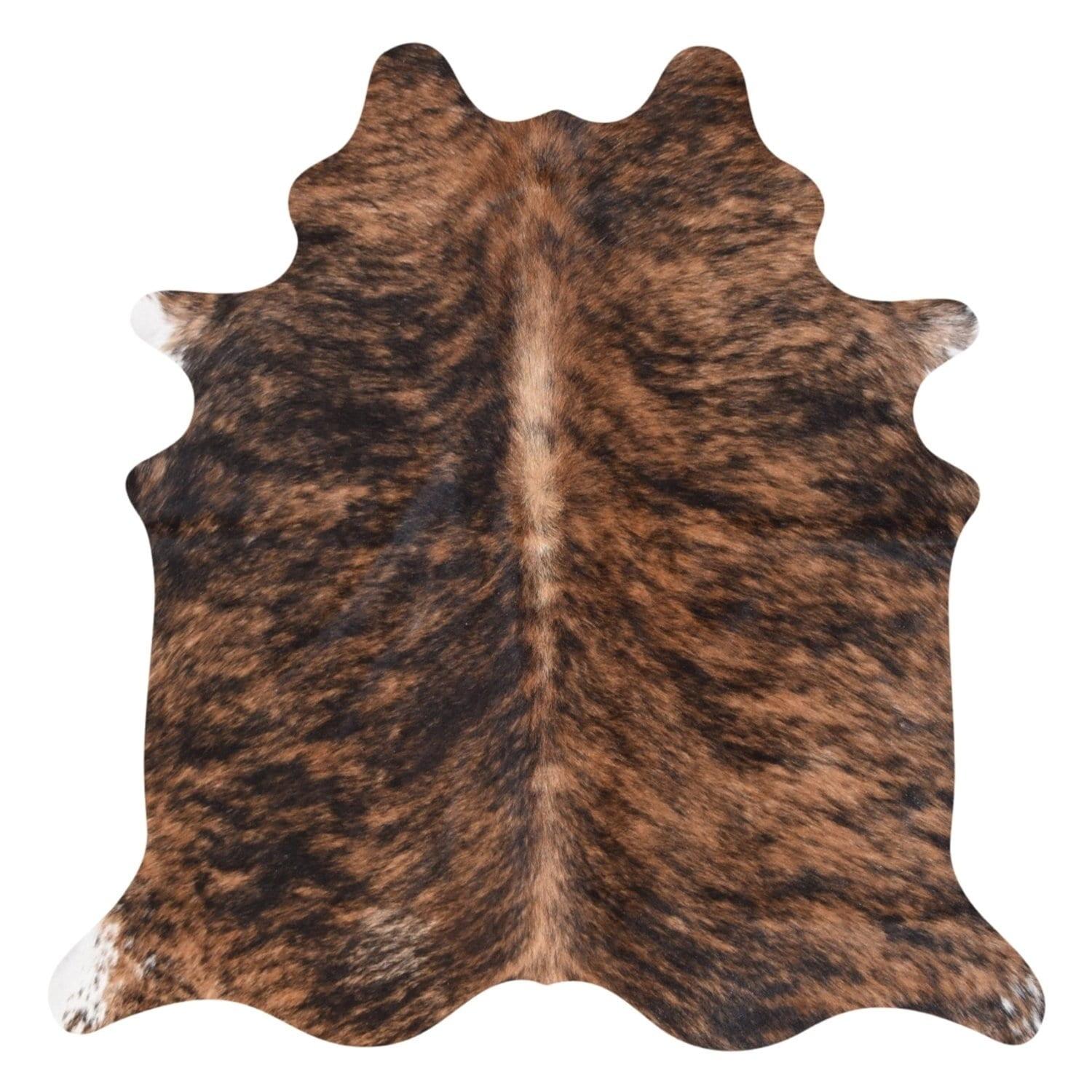 Handmade Dark Brindle Cowhide Rug, 6' x 7'