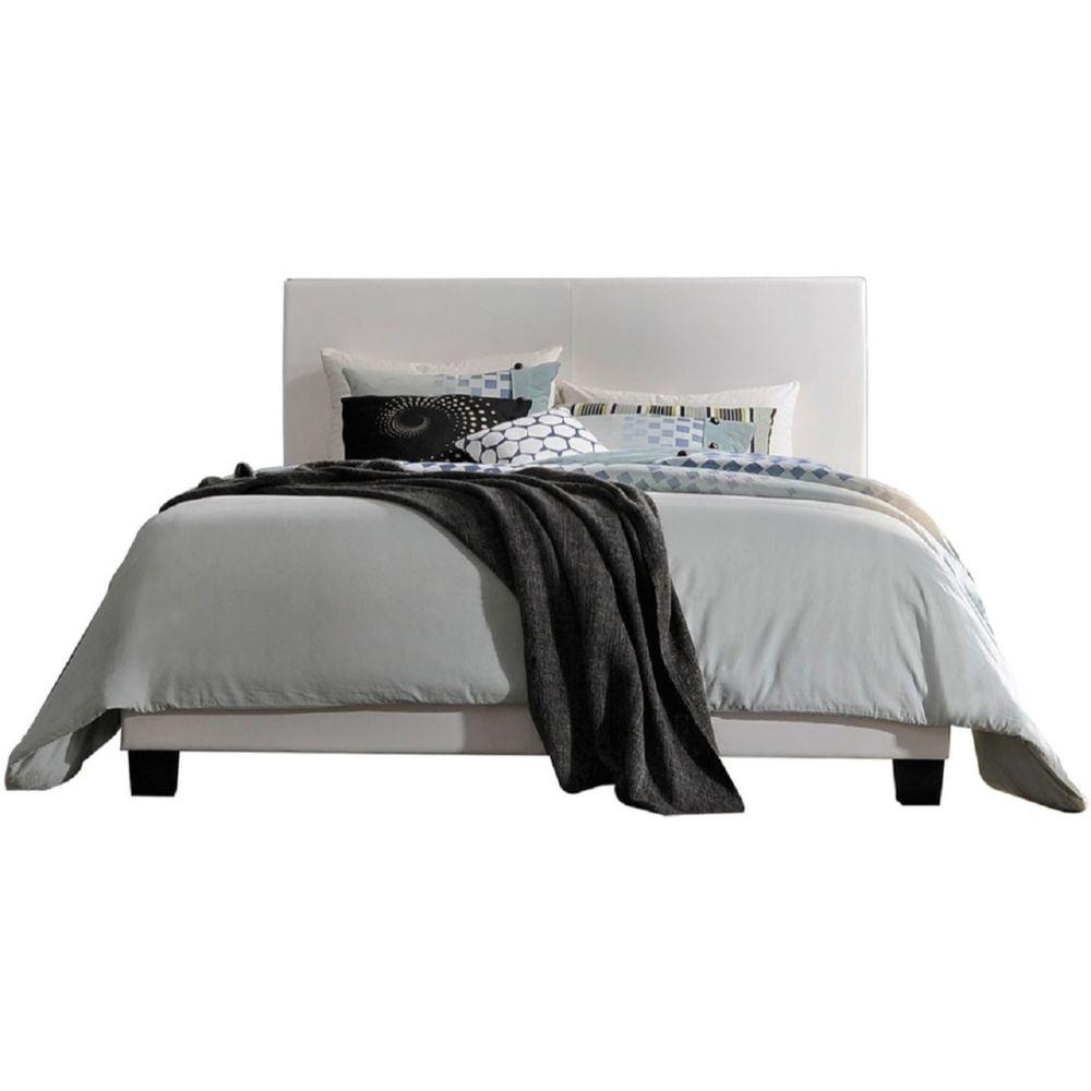Panel Faux Leather Queen Bed, White