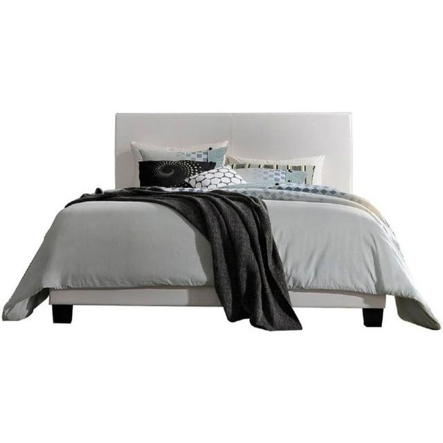 Panel Faux Leather Queen Bed, White