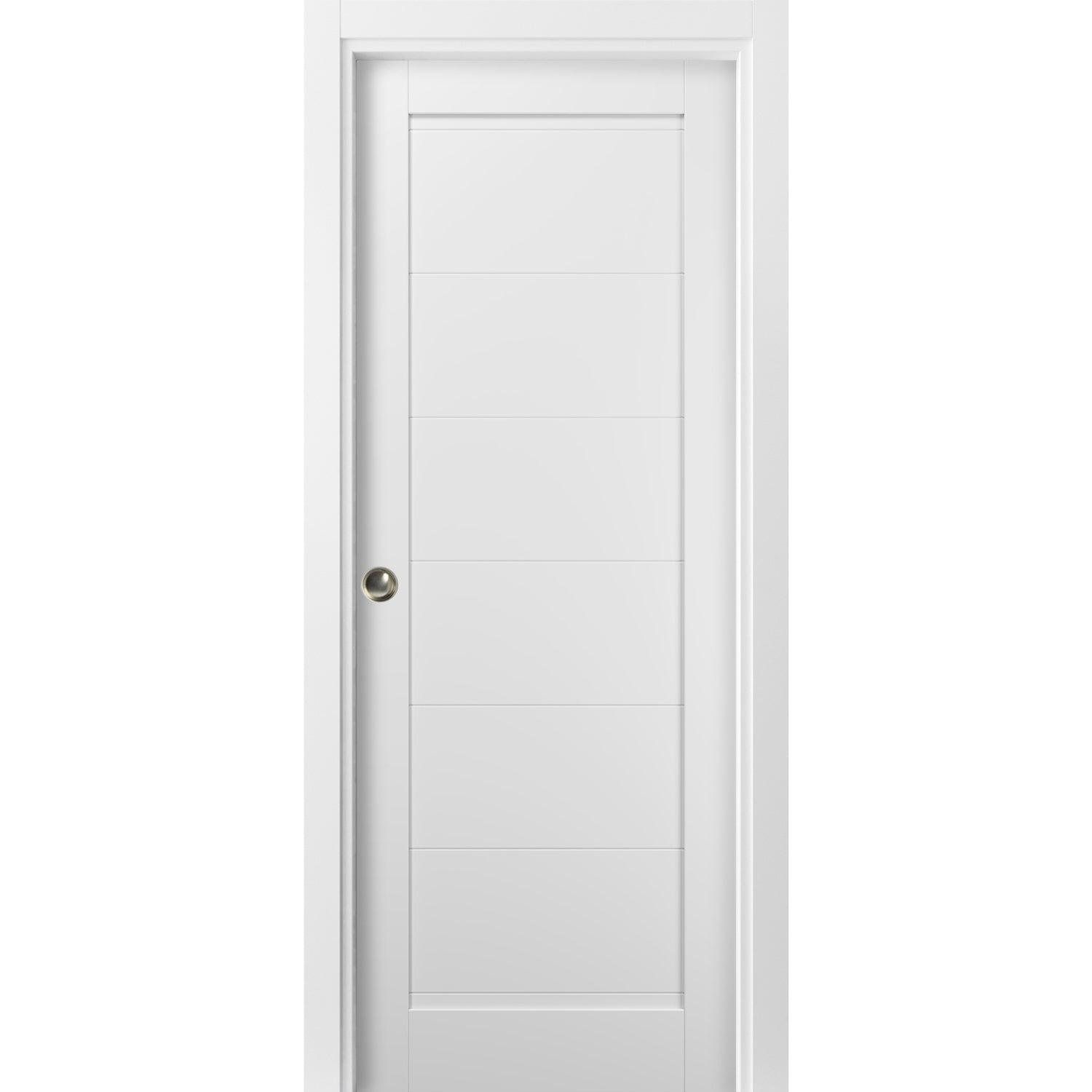 White 18 x 80 Solid Core Pocket Door with Frame