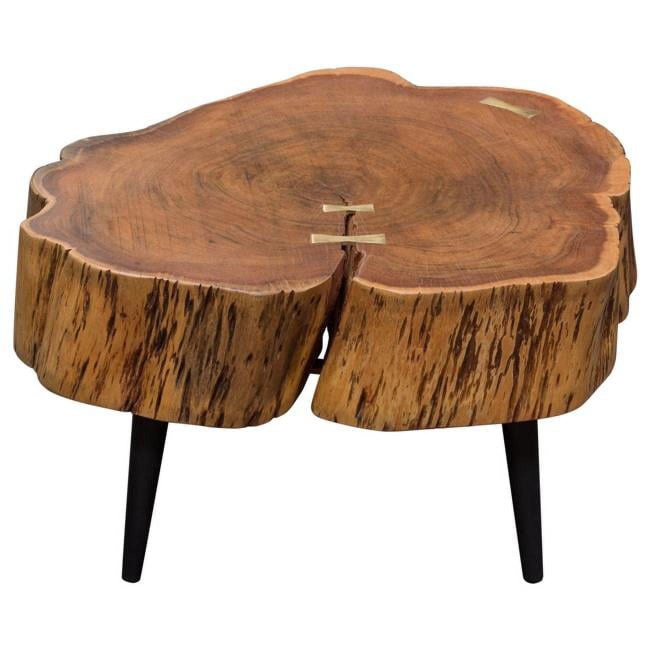 Contemporary Acacia Wood Cocktail Table with Black Metal Legs