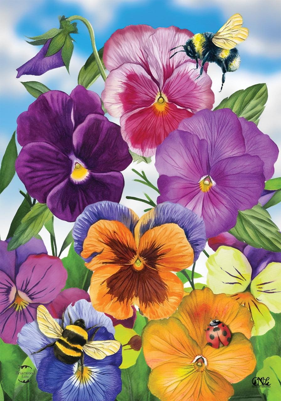 Briarwood Lane Spring House Flag 40x28 For Outdoor Pansies Seasonal For Spring House Flag