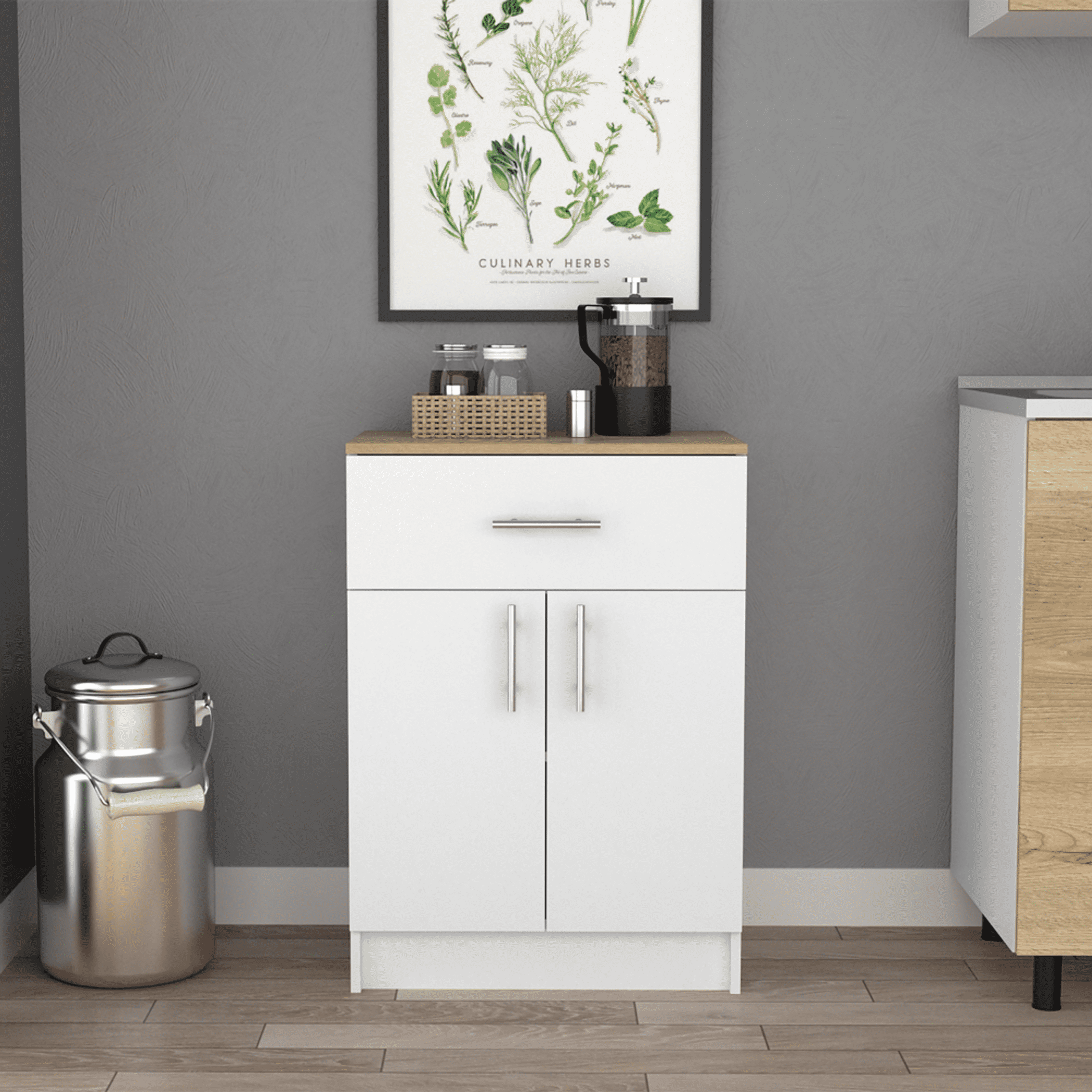 Latitude Run® Barbados Pantry Cabinet, One Drawer, Two Interior Shelves