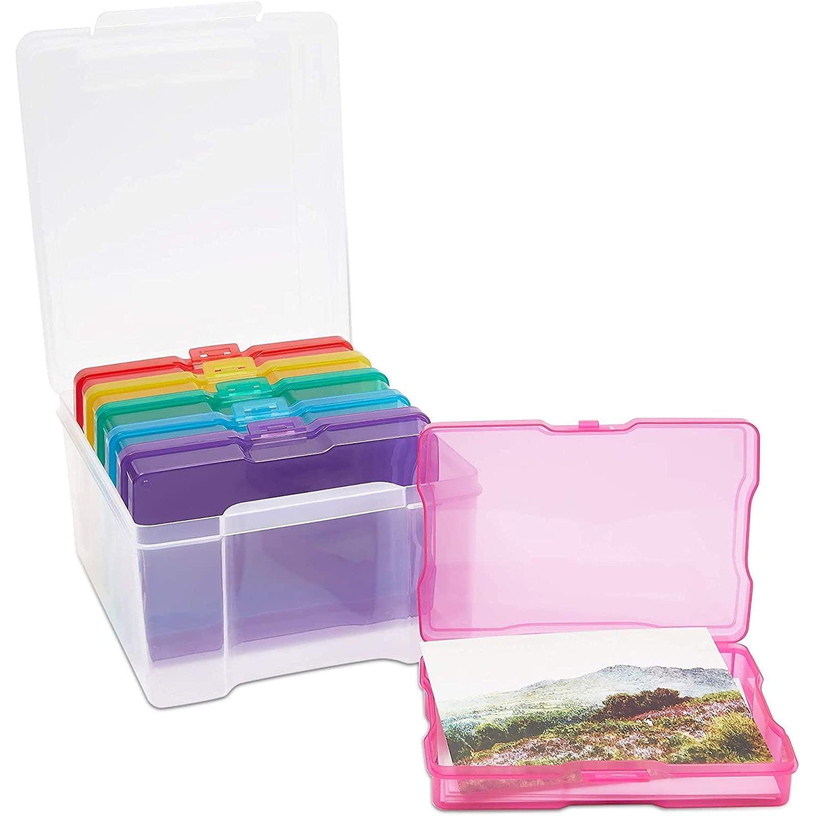 Paper Junkie 4 x 6 Inch Photo Storage Box with 6 Inner Cases, Plastic Box for Stickers, Crafts, Seeds, Craft Organizers and Storage (7 Pieces)